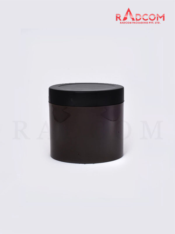 100 GM Amber SAN Cream Jar with Lid and Black ABS Cap